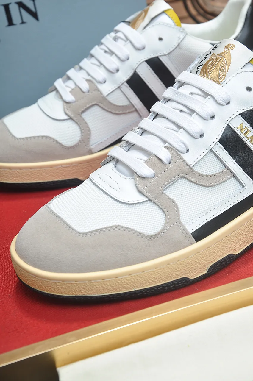 Men's men's shoes💰540💶[LANVIN] The latest lace-up fashionable casual couple sneakers, high-quality CLAY couple series‼ ️ The latest trendy products of the season 🌈Many bloggers have planted grass and purchased the original open-mold customization. The upper and outsole are sewn with mark threads without edge sealing. A variety of material splicing combination design. Very versatile for fashionable and casual wear. Comfortable on the feet. Self-recommended. Upper cowhide + cow suede + breathable mesh lining. Foot-padding cowhide. Exclusive original open-mold clear logo rubber outsole ⚠️Couple standard size 36-40 for women and 38-44 for men.